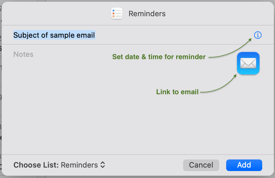 Setup reminders for email in Apple Mail